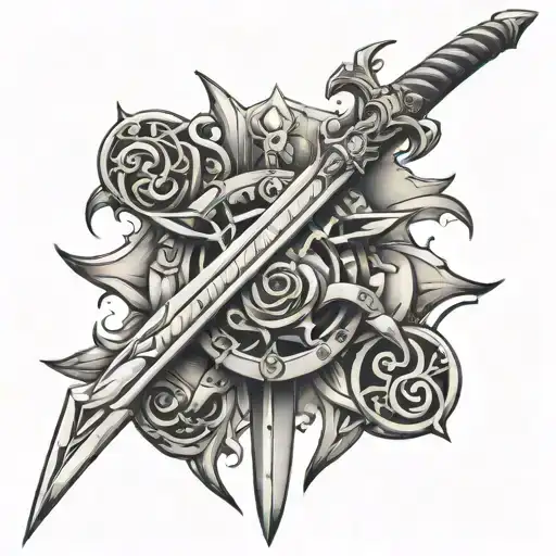 Brotherhood sword tattoo design idea