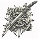 Brotherhood sword tattoo design idea
