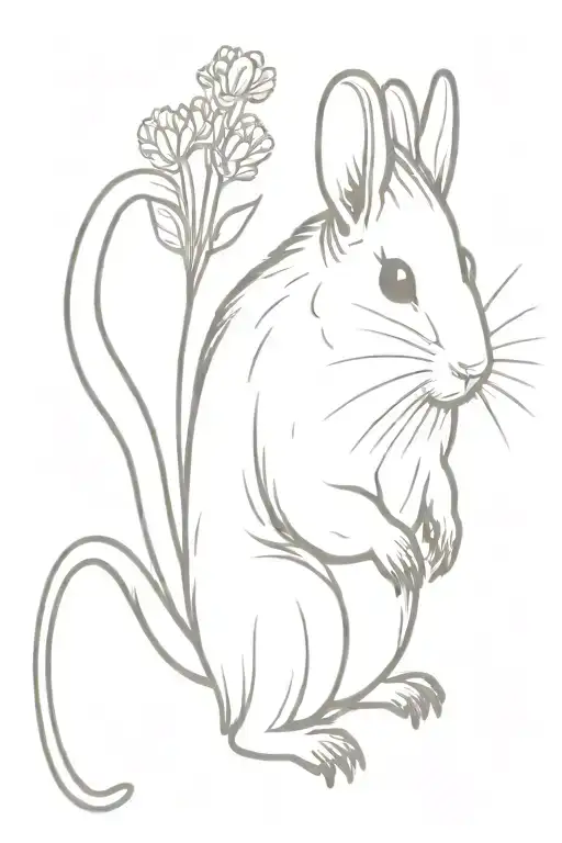 Happy degu mouse holding big walnut degu mouse has big ears, tuft of hair at the tail tip. tattoo design idea