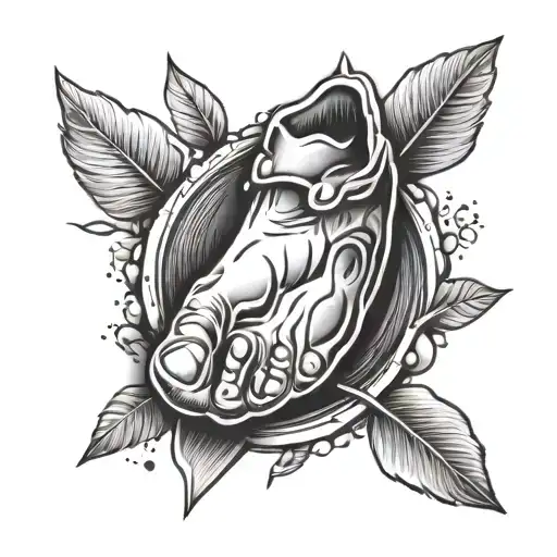 newborn footprint with arrowhead  tattoo design idea