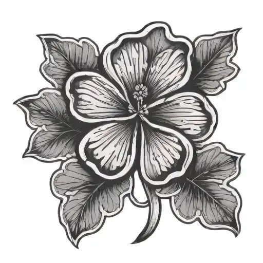 lucky five leaf clover tattoo design idea