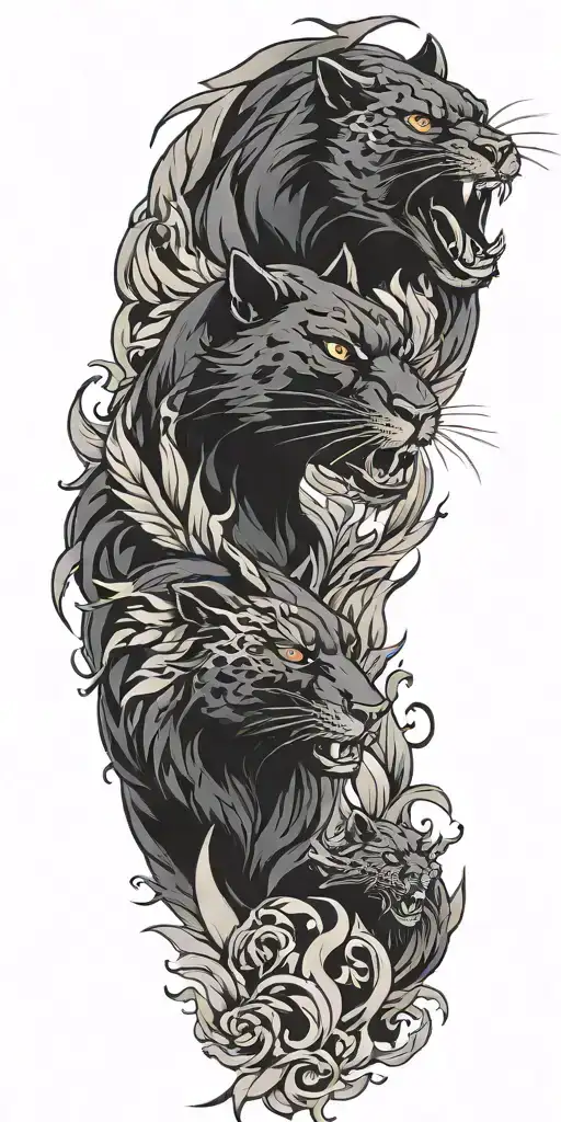 panther and pheonix rising from the ashes tattoo design idea