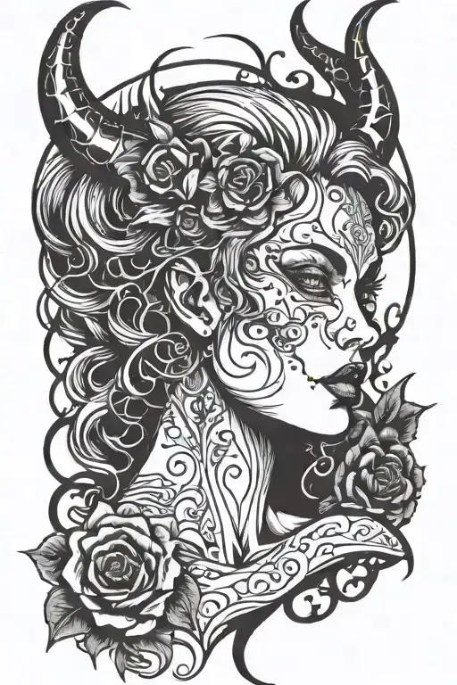 demon girl tattoo design idea