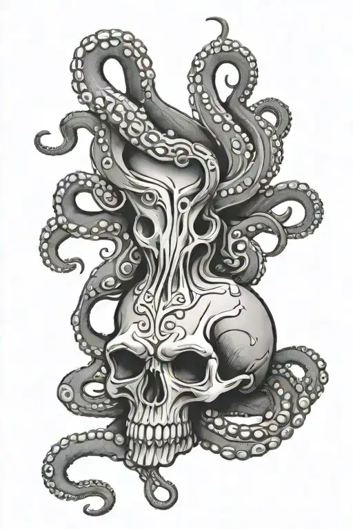 octopus skull and tentacles tattoo design idea