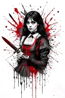 alice liddell from the video game Alice: Madness Returns with blood, the knife, and blood (edgy style) tattoo design idea