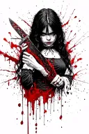 alice liddell from the video game Alice: Madness Returns with blood, the knife, and blood (edgy style) tattoo design idea