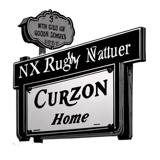 Curzon street sign, childhood home, jersey with last name, maybe some Nz nature, maybe some rugby goal post, maybe sky t tattoo design idea
