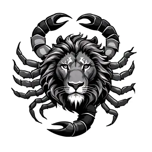 lion and scorpion  tattoo design idea
