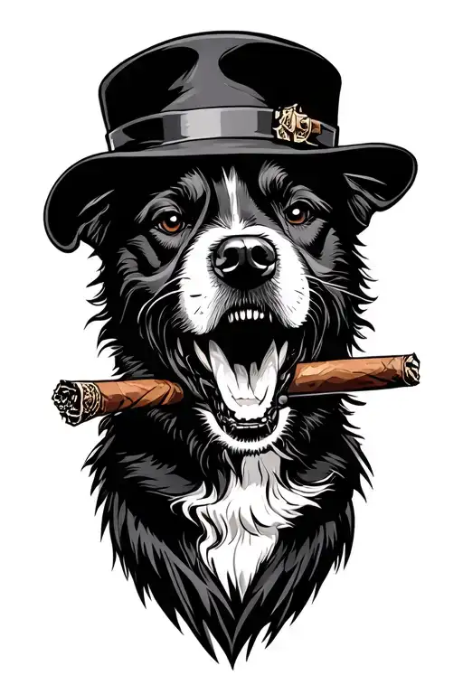 a angry dog and gangsters talking with cigars tattoo design half sleeve arm tattoo design idea
