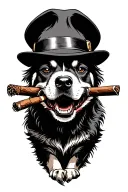 a angry dog and gangsters talking with cigars tattoo design half sleeve arm tattoo design idea