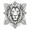asymmetrical lion and cross with shadows tattoo design idea
