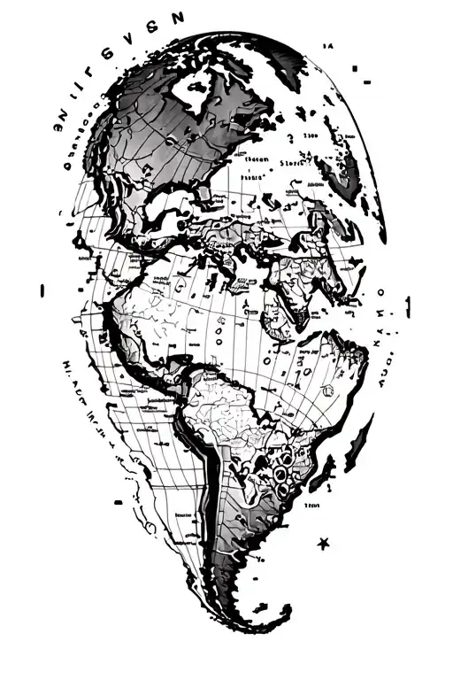 world adventure map tattoo design idea