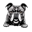 angry looking pit bull in American traditional style tattoo tattoo design idea