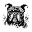 angry looking pit bull in American traditional style tattoo tattoo design idea