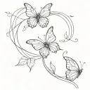 butterfly flower intertwined tattoo design idea