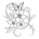 butterfly flower intertwined tattoo design idea