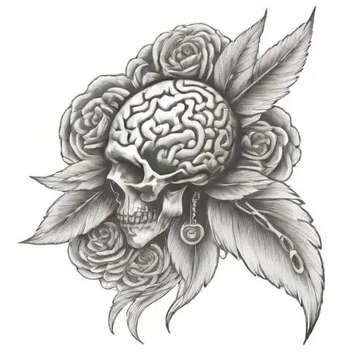 brain cancer and wing tattoo tattoo design idea