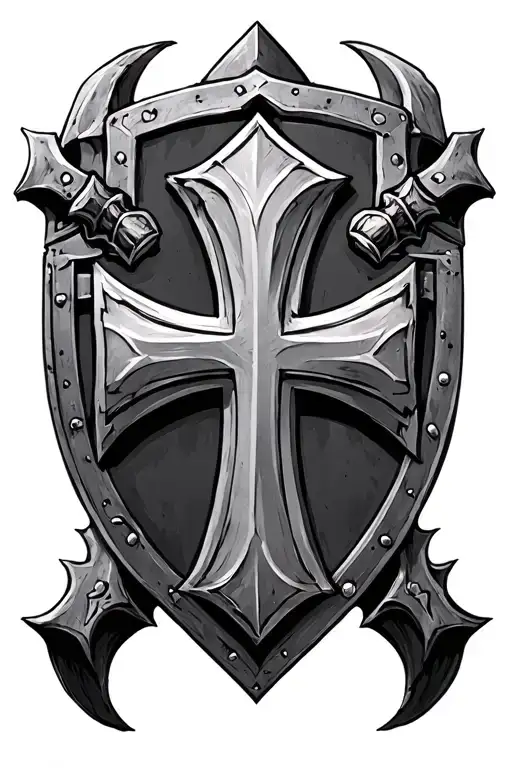 warhammer 40k black templars cross with shield tattoo design idea