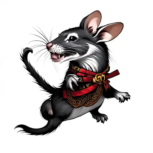 samurai rat fighting Chinese dog tattoo design idea