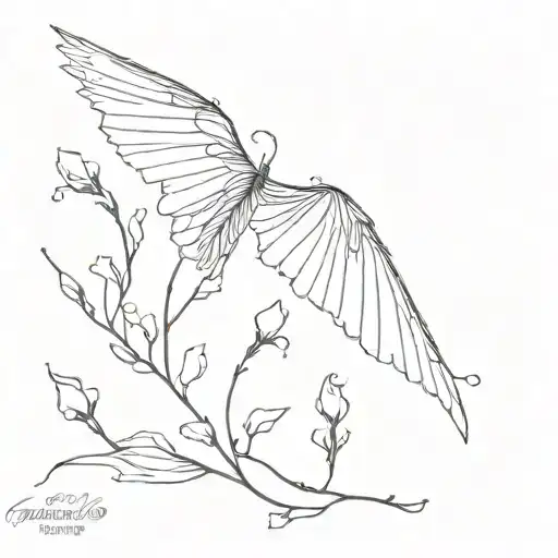 Gypsophila in shape of wings  tattoo design idea