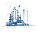 oil refinery with lightning  tattoo design idea