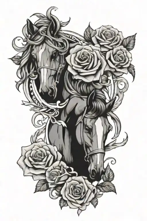roses, numbers, horses, mental health tattoo design idea