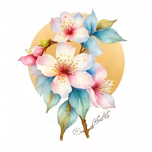 flowers blooming cherry blossom tattoo design idea