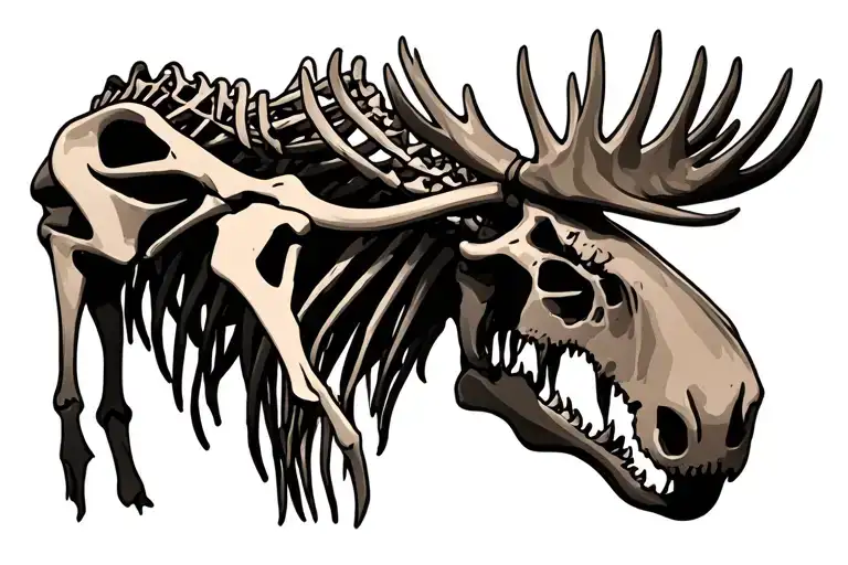 moose skeleton tattoo design idea