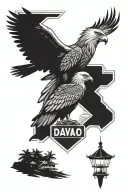 davao city with philippine eagle, street signs and building design tattoo design idea