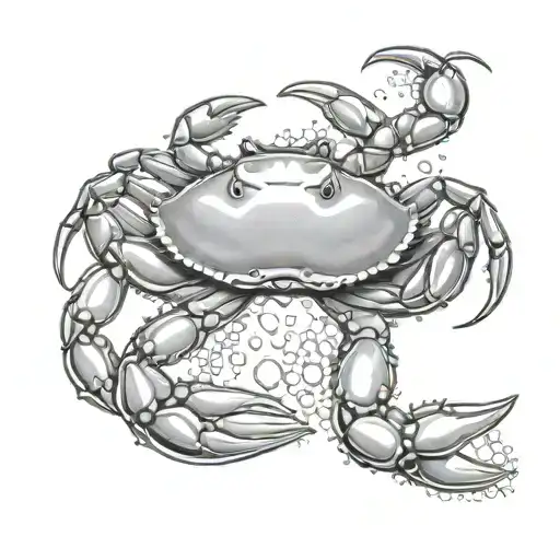 Maryland blue crab facing out with Phish donut bubbles tattoo design idea