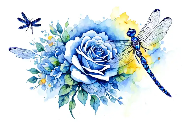 sapphires, dragonflies, yellow roses, daughters, Sicilians. tattoo design idea