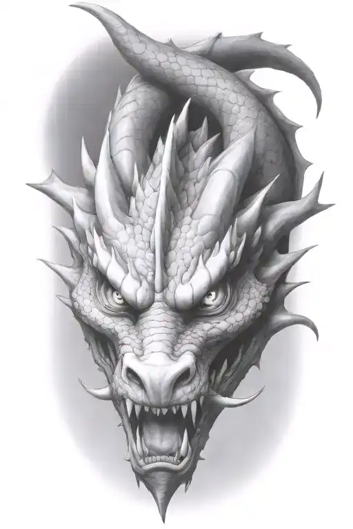 dragon face 3/4th view tattoo design idea