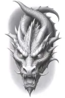 dragon face 3/4th view tattoo design idea