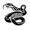 Snake biting its own tail using celtic knots weaving, forming a ring, simple tattoo design idea