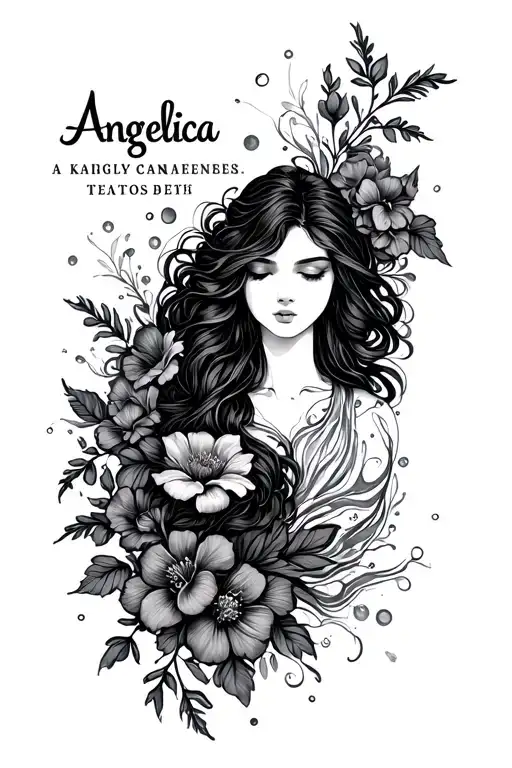 "Angelica" water and flowers intertwined tattoo design idea