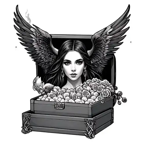 full sleeve Gemini with a pandora box filled tattoo design idea