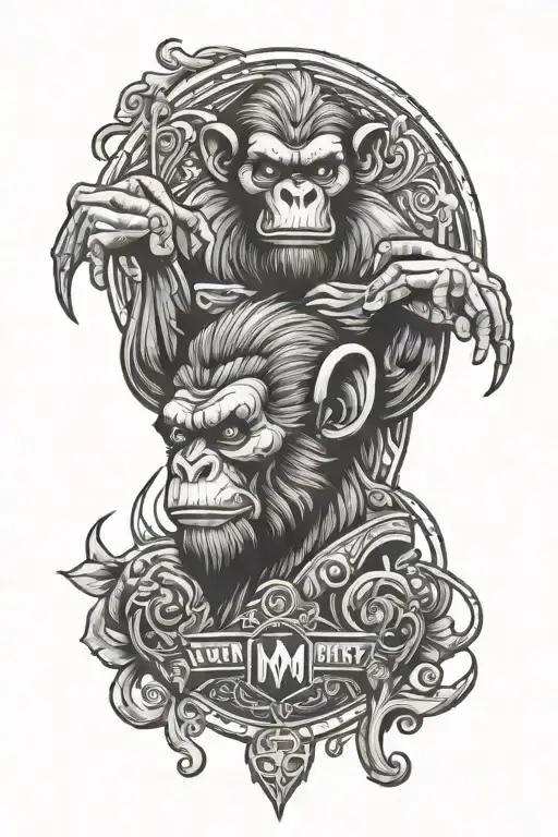 iron monkey gemini sign tattoo design idea