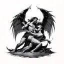 Demons And Angels Fighting tattoo design idea