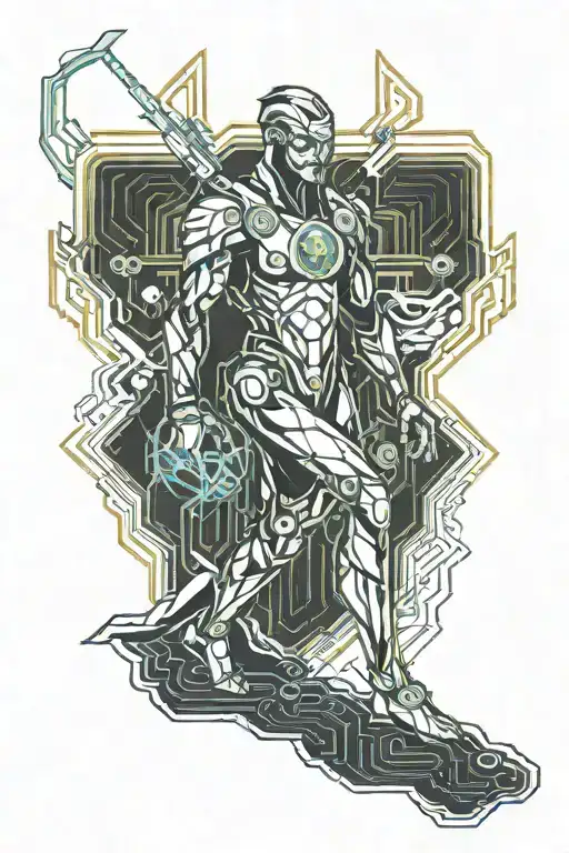 male god full body symbolizing power and rebirth tattoo design idea