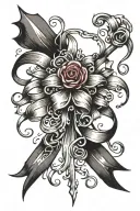 piercing with ribbon emo tattoo design idea
