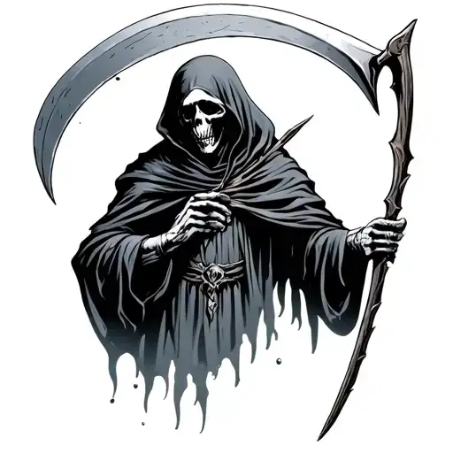 grim reaper with scythe tattoo design idea
