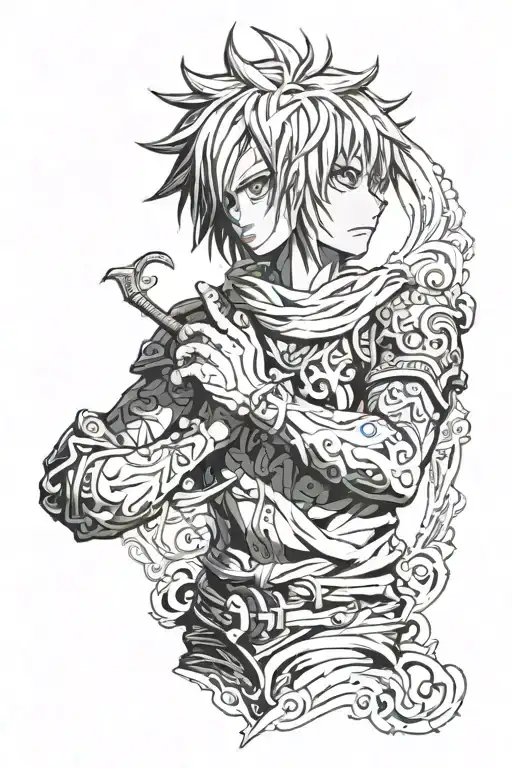 Meliodas from Seven Deadly Sins with the number 5 tattoo design idea