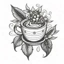 Minimalistic Tattoo Coffee Bean sprout + saphirre + tattoo design idea