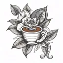 Minimalistic Tattoo Coffee Bean sprout + saphirre + tattoo design idea