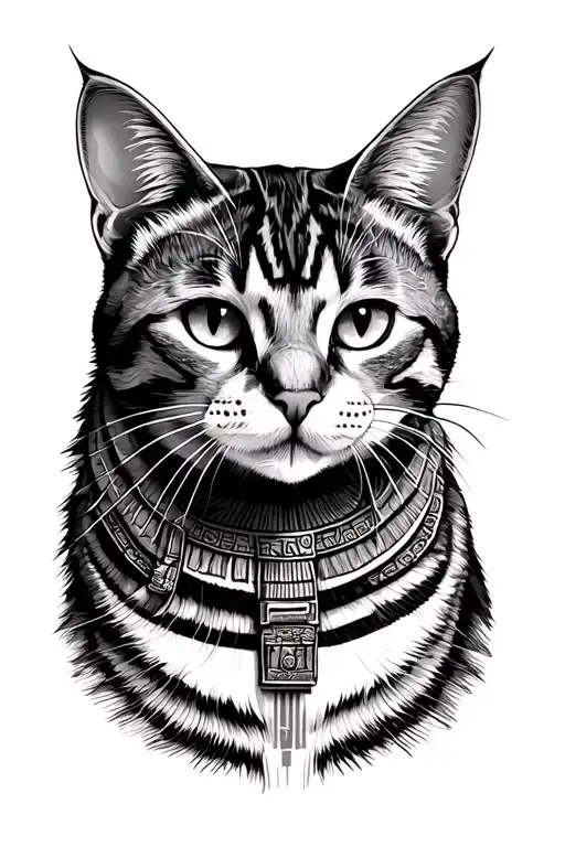 Tabby cat, door,  ancient egypt, river nile  tattoo design idea