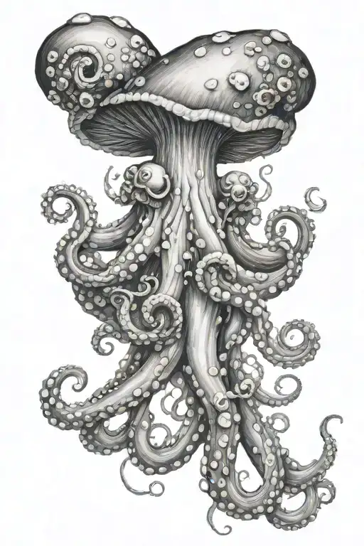 mushroom octopus poisonus tattoo design idea