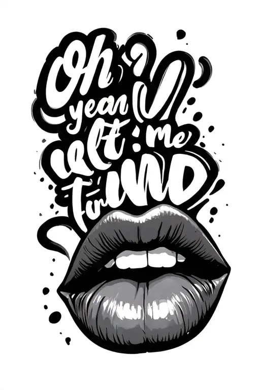 "Oh yeah let me find out " lips drawn tattoo design idea