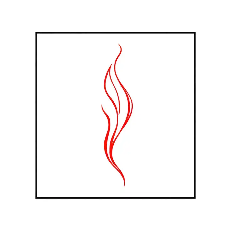 red minimal line art flame with a slightly offset duplicate  tattoo design idea