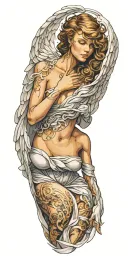 angel woman tattoo design idea