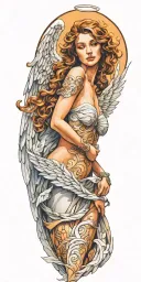 angel woman tattoo design idea